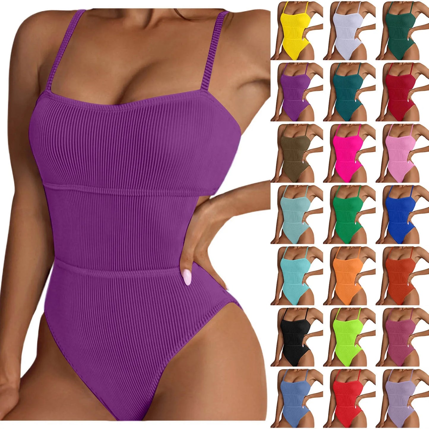 One Piece Solid Swimwear