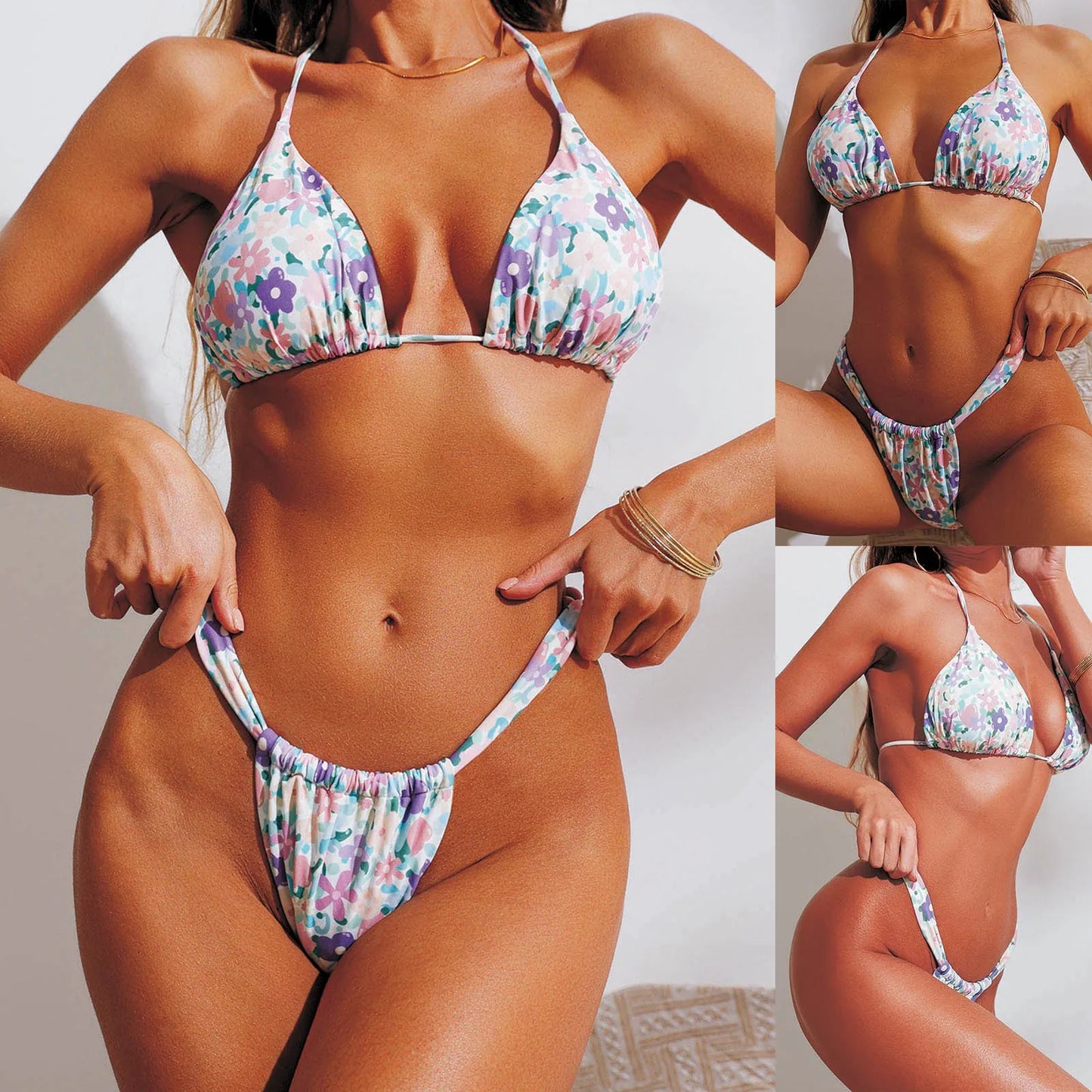 Floral Print Bikinis Low Waist Swimsuit