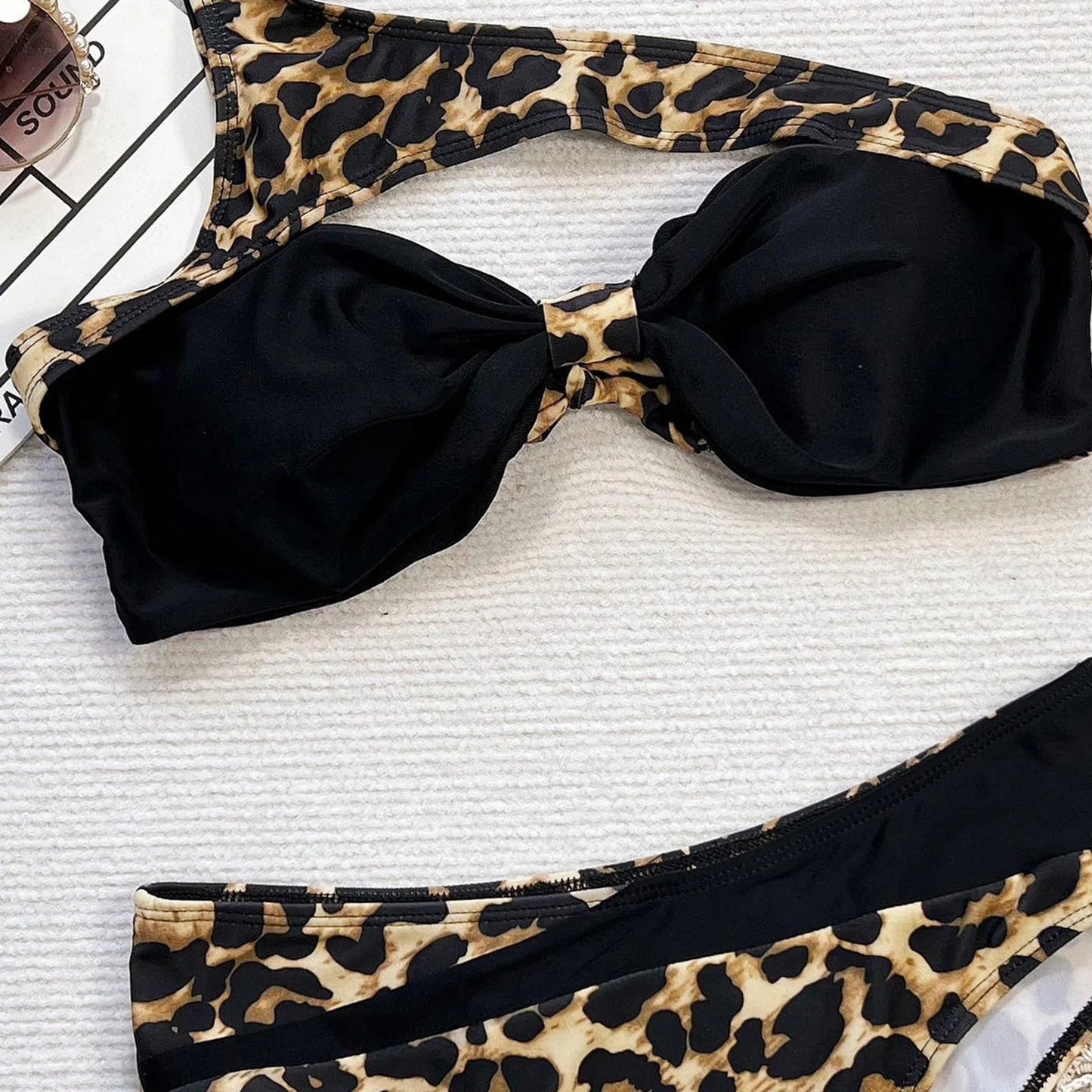 One Shoulder Leopard Bikini